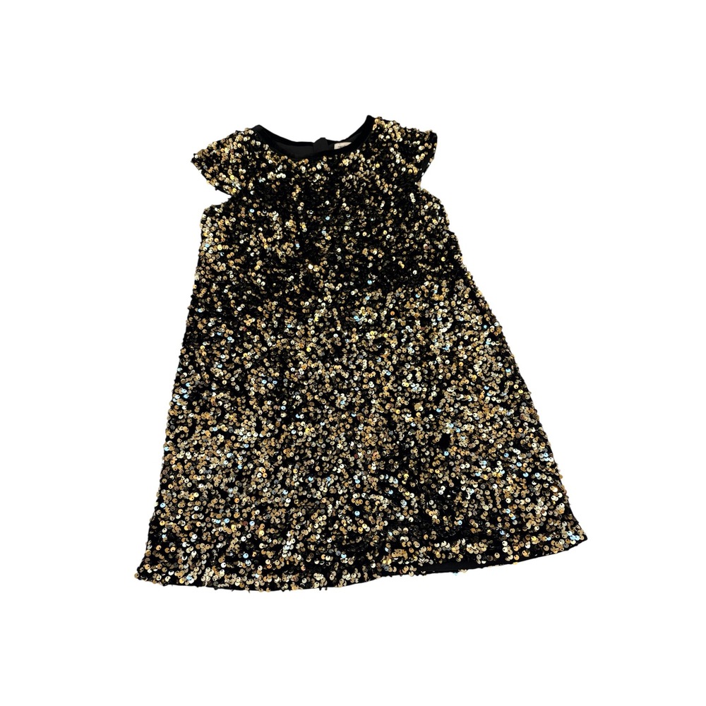 Cupcakes and Cashmere Little Girls Black & Gold Sequin Party Dress Formal Size 6